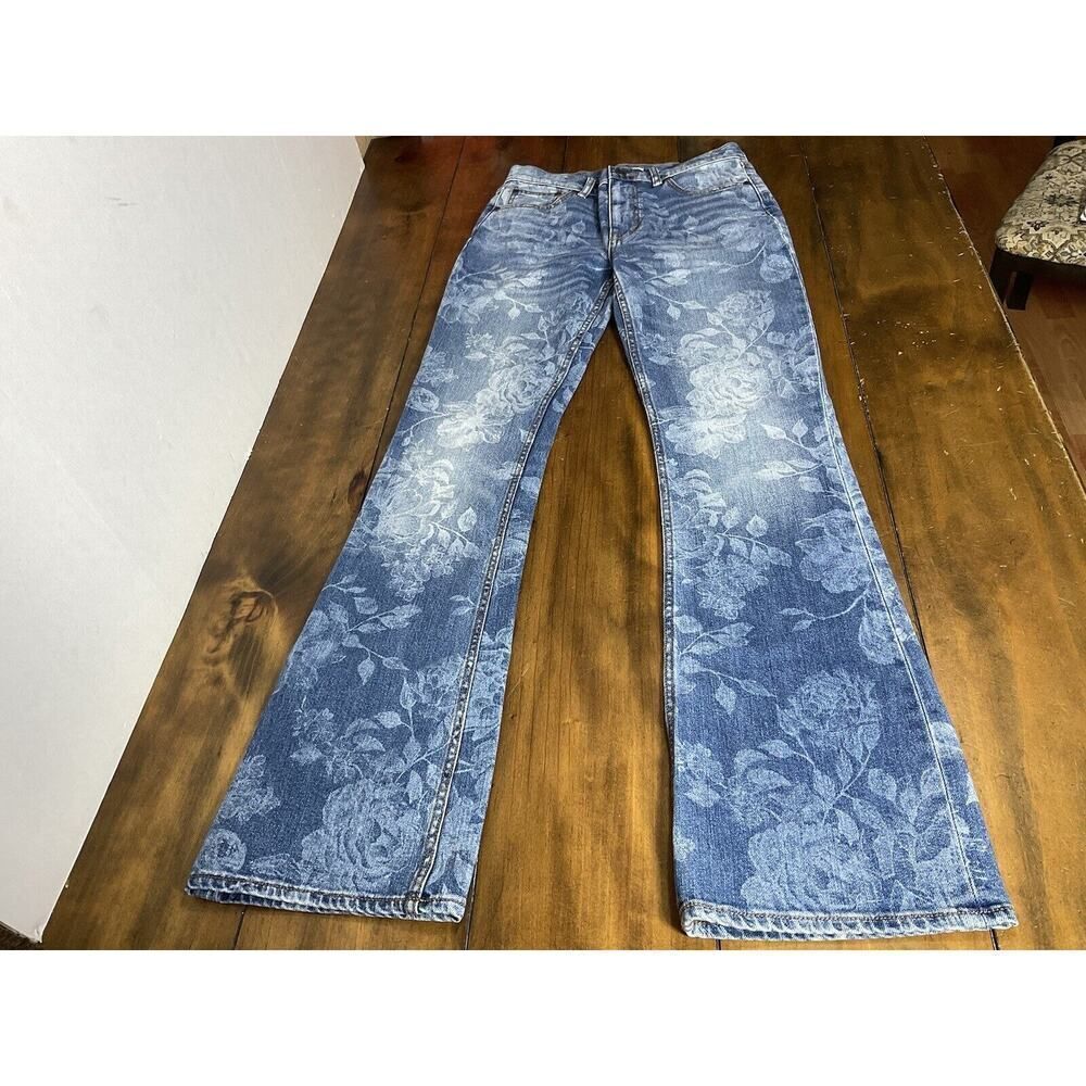 Johnny Was Blue Floral Skinny Jeans